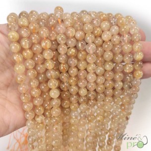Quartz rutile en perles rondes 6mm - fil complet