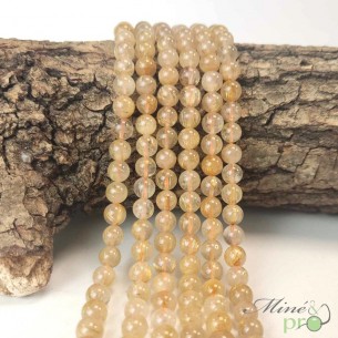 Quartz rutile en perles rondes 6mm - fil complet