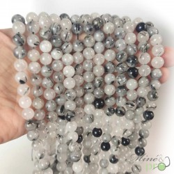 Quartz Tourmaline en perles rondes 8mm - fil complet