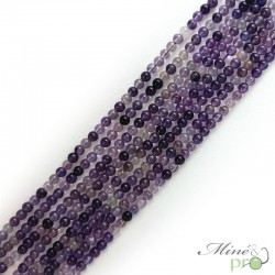 Fluorite violette A+ en perles rondes 4mm - fil complet