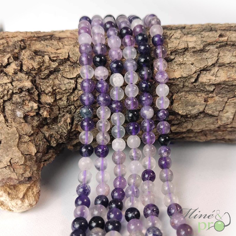 Perles Rondes En Fluorite Naturelle - Diamètre 6 Mm - Lot De 5 Perles Polies - Pour Création De Bijoux Ou Collection - Neuf