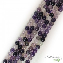 Fluorite violette en perles rondes 8mm - fil complet