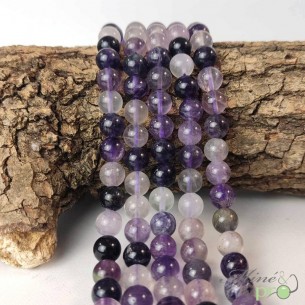 Fluorite violette en perles rondes 8mm - fil complet