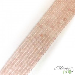 Quartz rose A+ naturel en perles rondes 4mm - fil complet