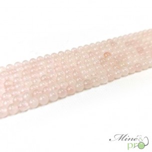 Quartz rose A+ naturel en perles rondes 4mm - fil complet