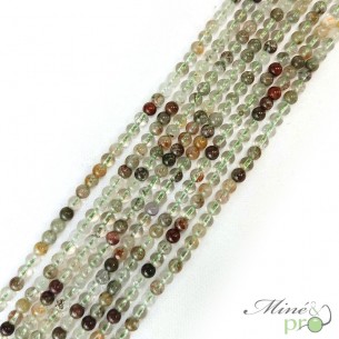 Quartz lodolite A+ en perles rondes 4mm - fil complet