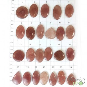 Quartz fraise - cabochons percés