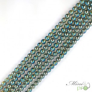 Aqua aura quartz en perles rondes 8mm - fil complet