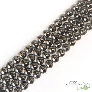 Aqua aura quartz grise en perles rondes 10mm - fil complet