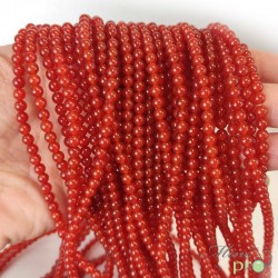 Cornaline unie en perles rondes 4mm - fil complet - grossiste perles pierres naturelles