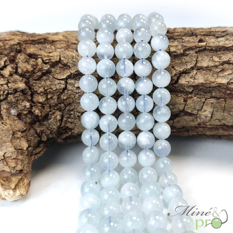 Perles En Aigue-marine 8mm - Lot De 5, Boules Pour Bijoux DIY, Pierre Apaisante (France Minéraux)