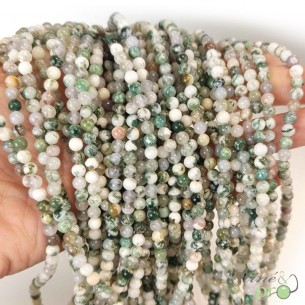 Agate arbre AB en perles rondes 4mm - fil complet