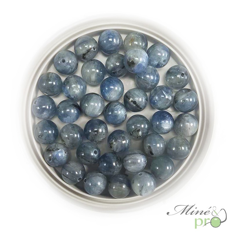 Cyanite disthène en perles rondes 8mm- lot de 10 Cyanite disthène en perles rondes 8mm- lot de 10