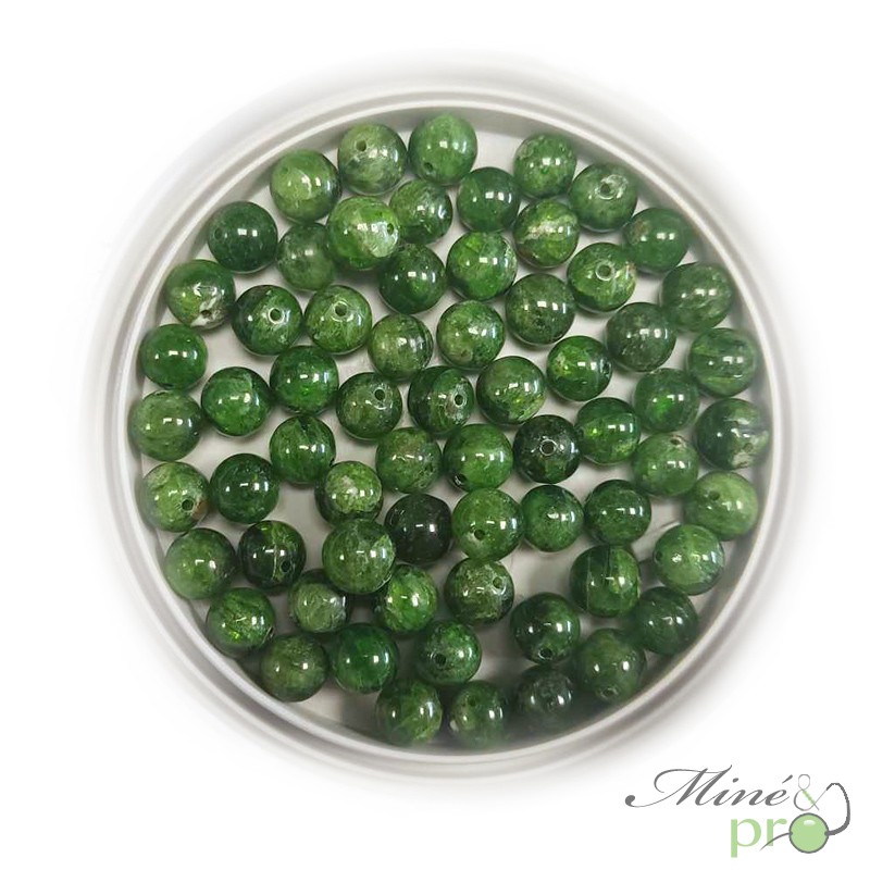 Diopside en perles rondes 6mm - lot de 10