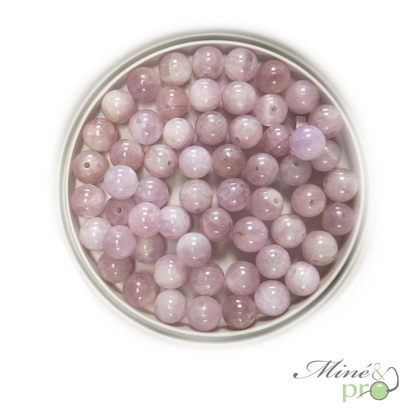 Kunzite AA en perles rondes 6mm - lot de 10