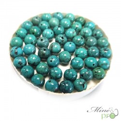 Turquoise véritable d'Hubei en perles rondes 6mm - lot de 10 - grossiste perles naturelle Lithotherapie Bouches du Rhone