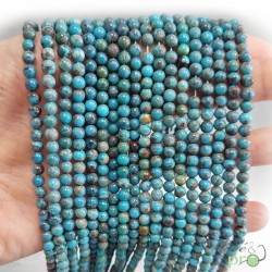 Turquoise véritable bleue en perles rondes 4mm - fil complet