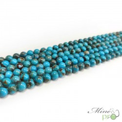 Turquoise véritable bleue en perles rondes 6mm - fil complet