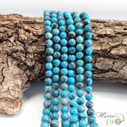 Turquoise véritable bleue en perles rondes 6mm - fil complet