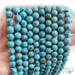 Turquoise véritable bleue A en perles rondes 8mm - fil complet