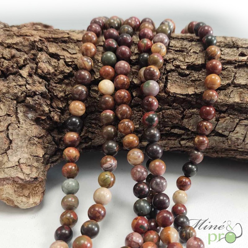 Jaspe picasso A en perles rondes 6mm - fil complet