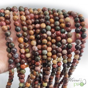 Jaspe picasso A en perles rondes 6mm - fil complet