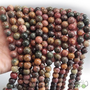 Jaspe picasso A en perles rondes 8mm - fil complet