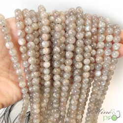 Pierre de lune grise en perles rondes 6mm - fil complet - grossiste en perles Lithotherapie - Bouches du rhone