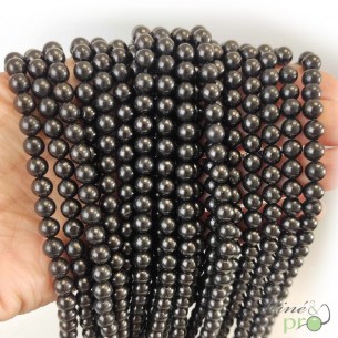 Shungite A en perles rondes 6mm - fil complet