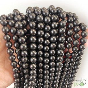 Shungite A en perles rondes 8mm - fil complet