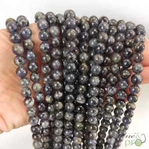 Iolite B+ en perles rondes 8mm - fil complet