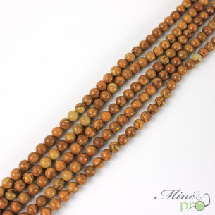 Jaspe bois en perles rondes 6mm - fil complet
