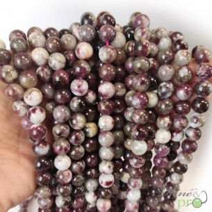 Tourmaline rose A en perles rondes 8mm - fil complet