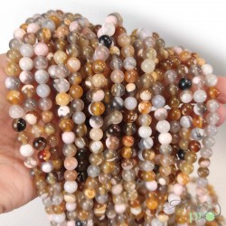 Agate de Madagascar A en perles rondes 6mm - fil complet