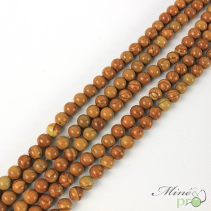Jaspe bois en perles rondes 8mm - fil complet