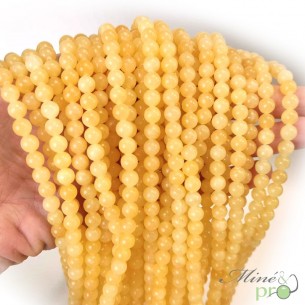Calcite jaune A+ en perles rondes 6mm - fil complet