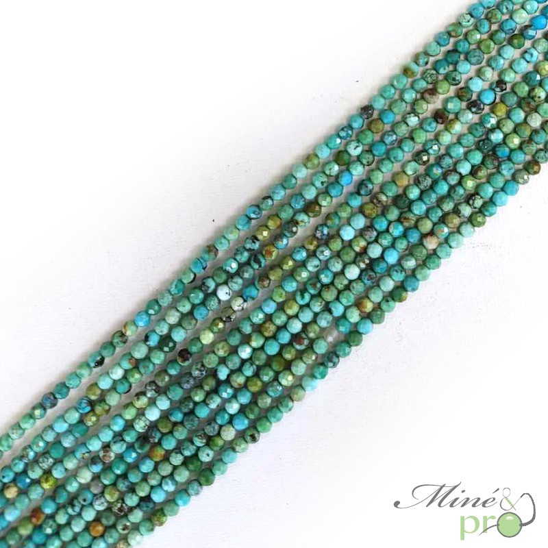 Turquoise véritable bleue A en perles facettées 3mm - fil complet