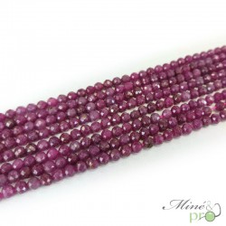 Rubis en perles facettées 4mm - fil complet