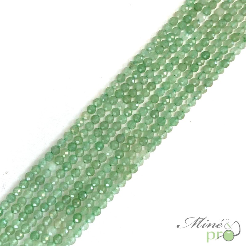 Aventurine verte en perles facettées 4mm - fil complet Aventurine verte en perles facettées 4mm - fil complet