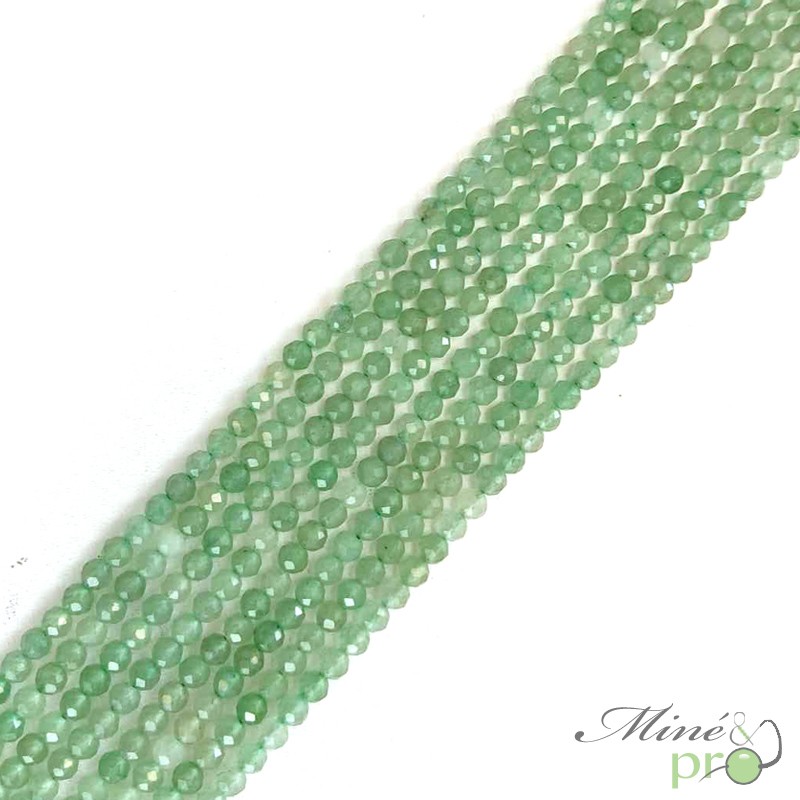 Aventurine verte en perles facettées 4mm - fil complet