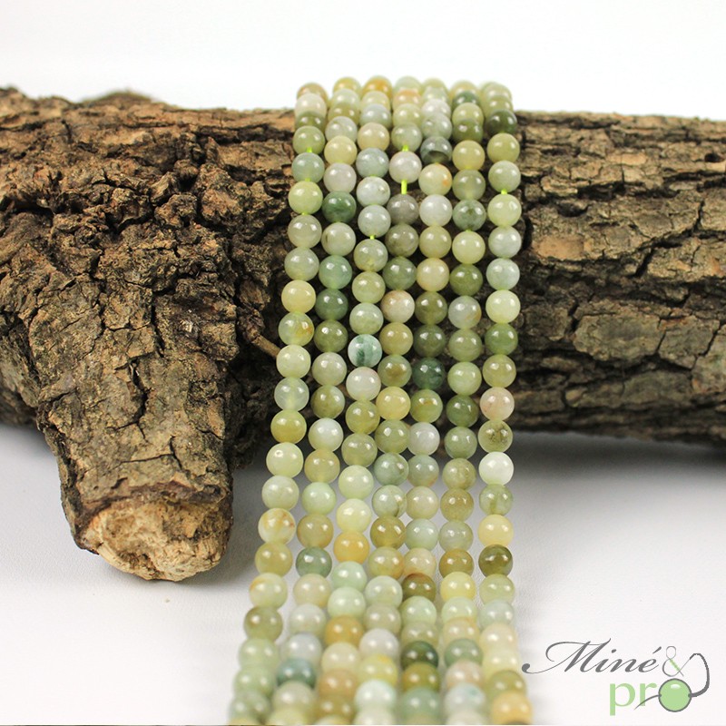 Jadeite en perles rondes 6mm - fil complet