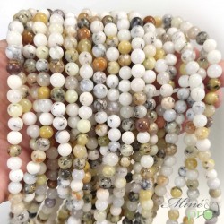 Opale dendrite AB+ en perles rondes 6mm - fil complet