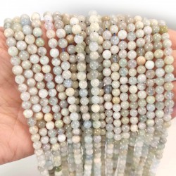 Aigue marine mixte en perles rondes 4mm - fil complet