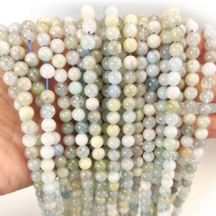 Aigue marine mixte en perles rondes 6mm - fil complet
