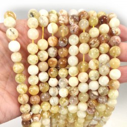 Opale jaune AB en perles rondes 8mm - fil complet