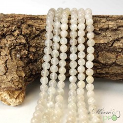 Pierre de lune blanche en perles rondes 6mm - fil complet - grossiste en perles Lithotherapie - Bouches du rhone