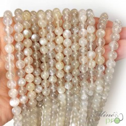 Pierre de lune blanche AB+ en perles rondes 6mm - fil complet - grossiste en perles Lithotherapie - Bouches du rhone