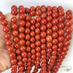 Jaspe rouge en perles rondes 8mm - fil complet