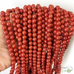 Jaspe rouge en perles rondes 6mm - fil complet