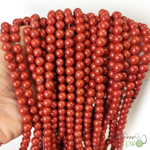 Jaspe rouge en perles rondes 6mm - fil complet